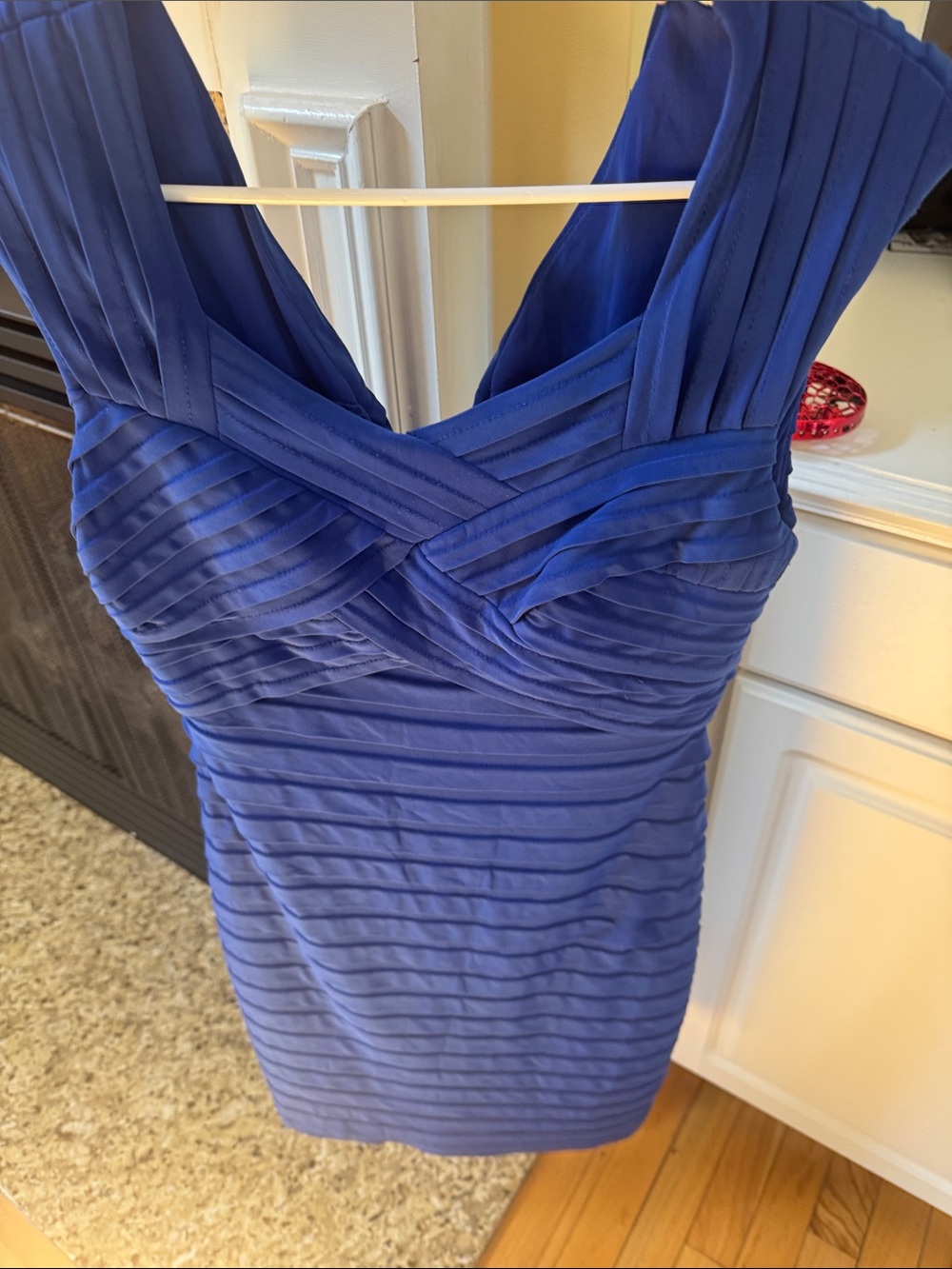 Adrianna Papell Royal Blue Pleated Midi Dress